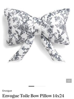 T.J.Maxx Black and White Toile Bow Accent Pillow